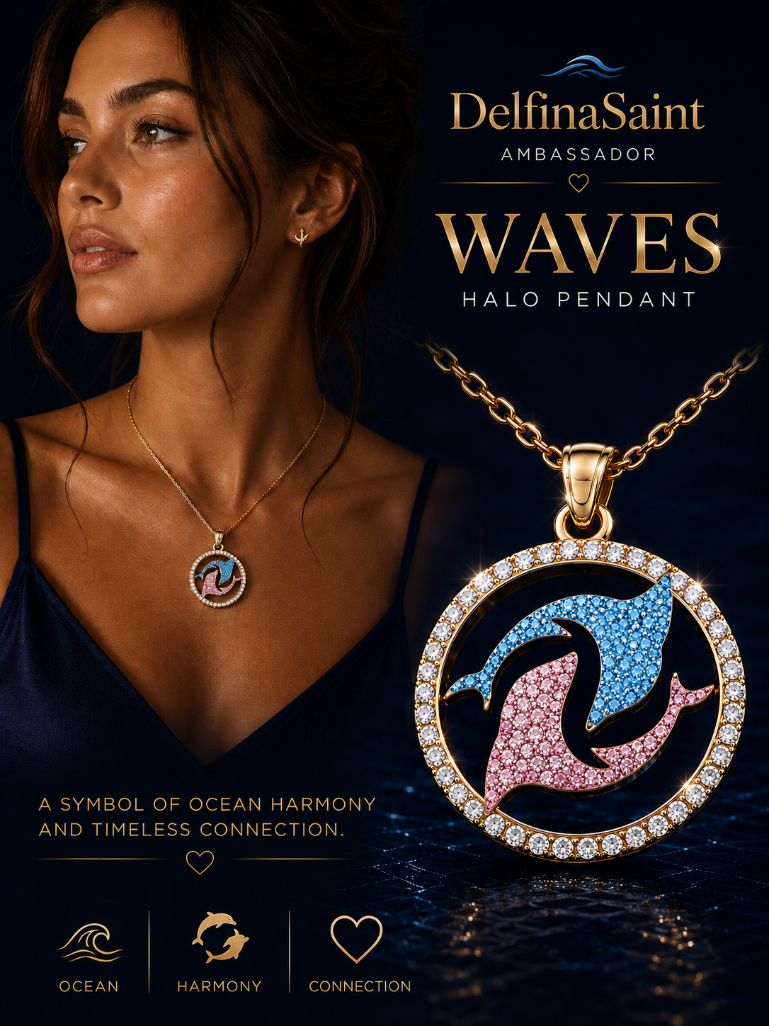 Waves Halo Pendant — Delfina Saint Ambassador